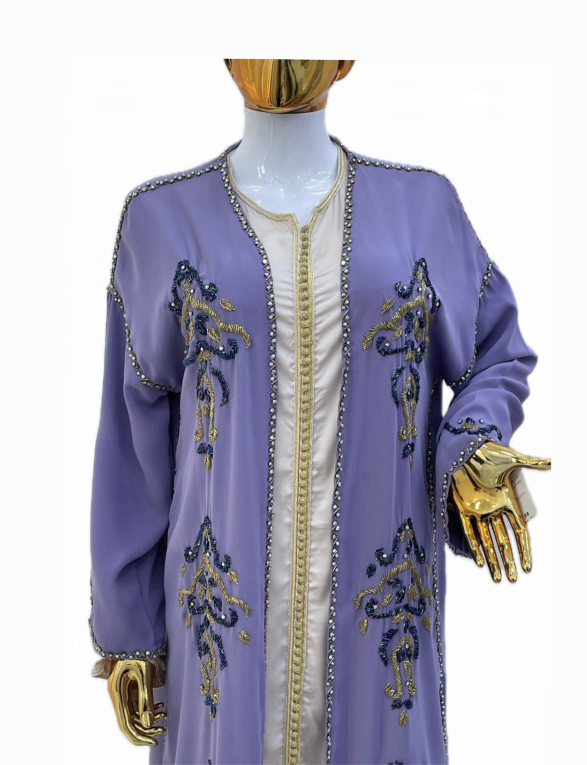 Lilas Purple Beaded Kimono (kimono perlé)