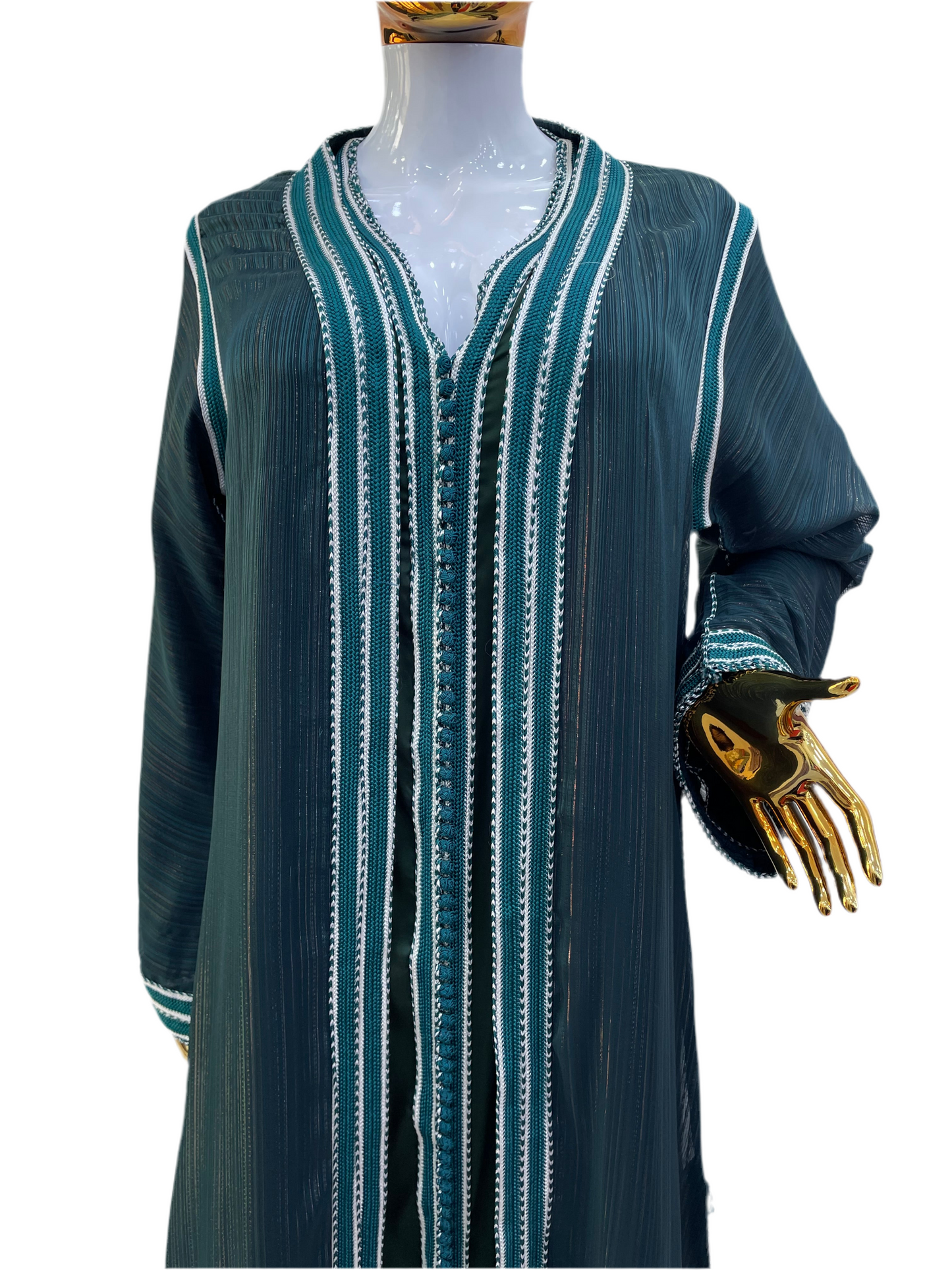 Caftan 2 pièces Fluide à Tissus Plissé - Effet Lamé Subtil