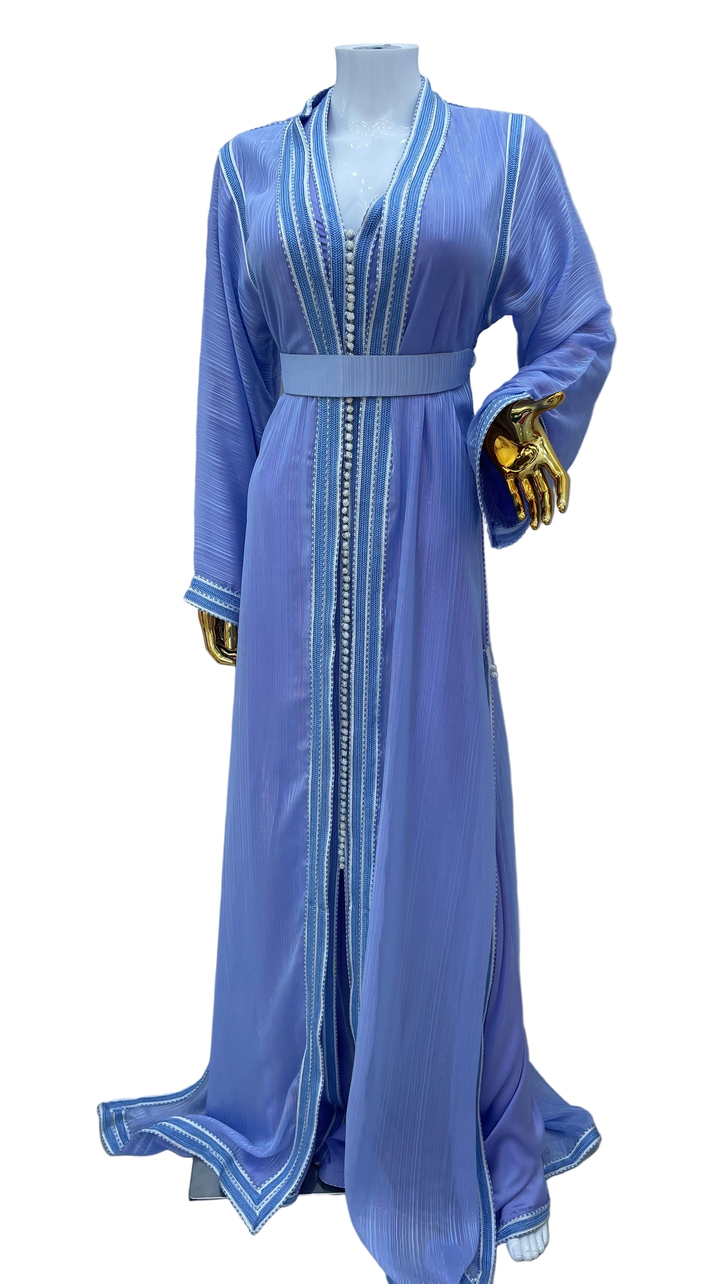 Caftan 2 pièces Fluide à Tissus Plissé - Effet Lamé Subtile