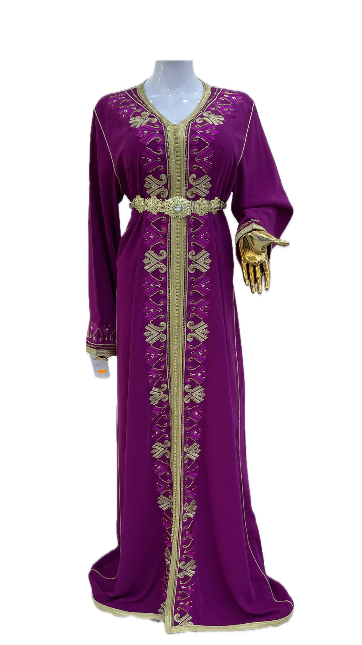 Caftan Fuchsia & Doré - Brodé et Perlé
