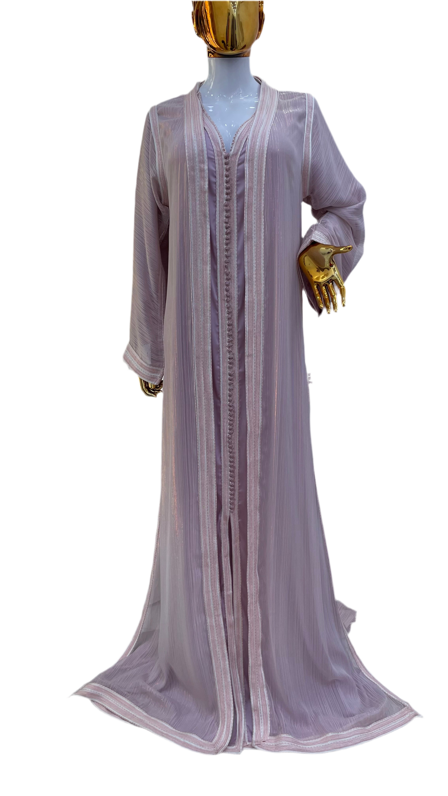 Caftan 2 pièces Fluide à Tissus Plissé - Effet Lamé Subtil