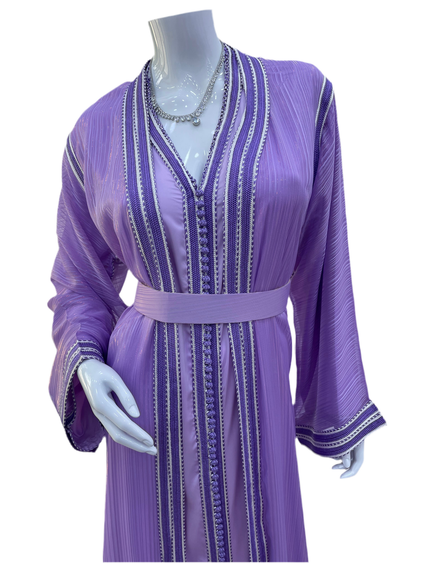 Caftan 2 pièces Fluide à Tissus Plissé - Effet Lamé Subtile