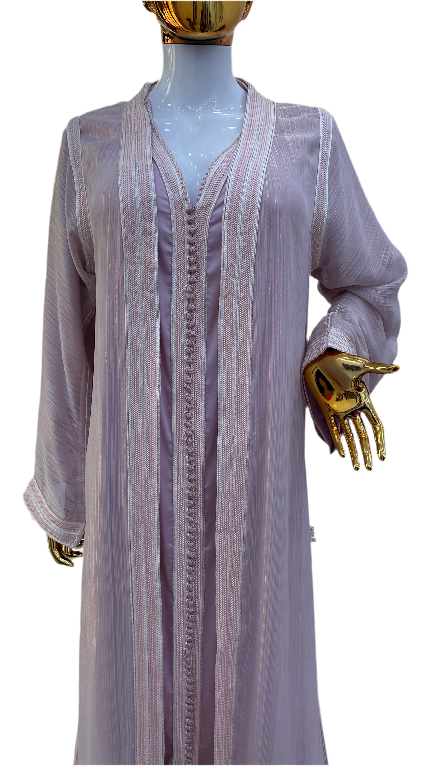 Caftan 2 pièces Fluide à Tissus Plissé - Effet Lamé Subtil