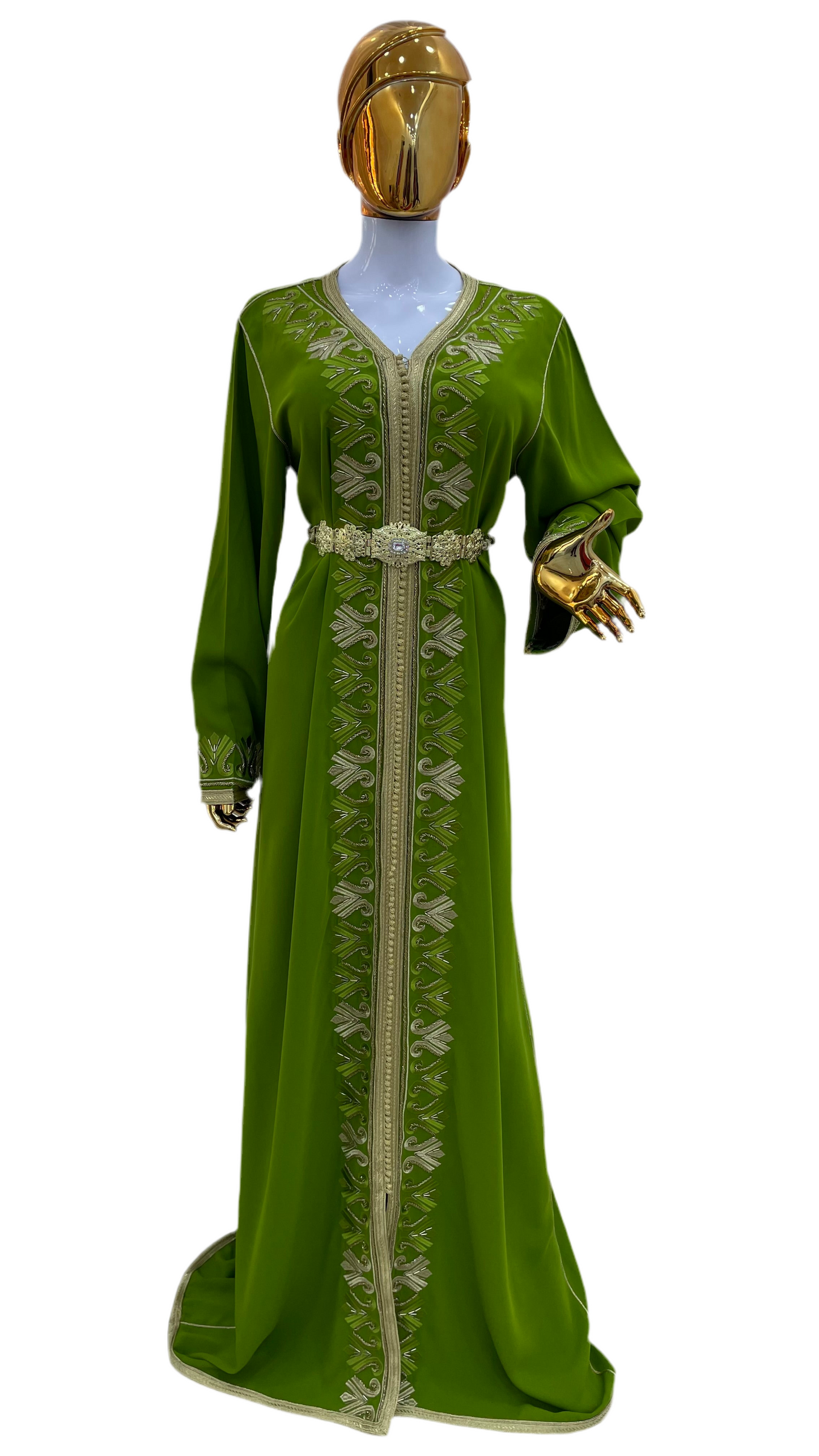 Caftan Vert & doré - Brodé et perlé