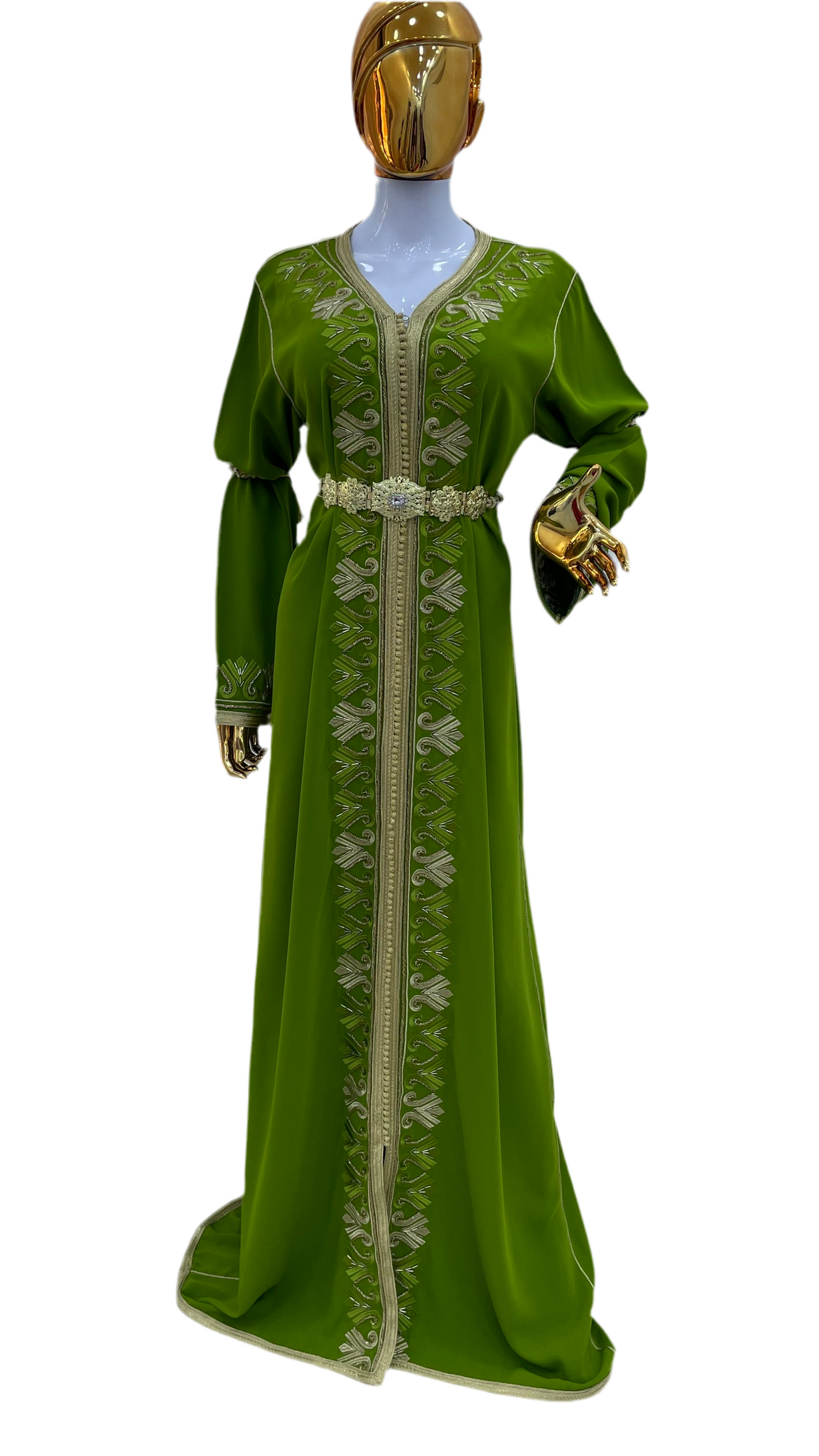 Caftan Vert & doré - Brodé et perlé