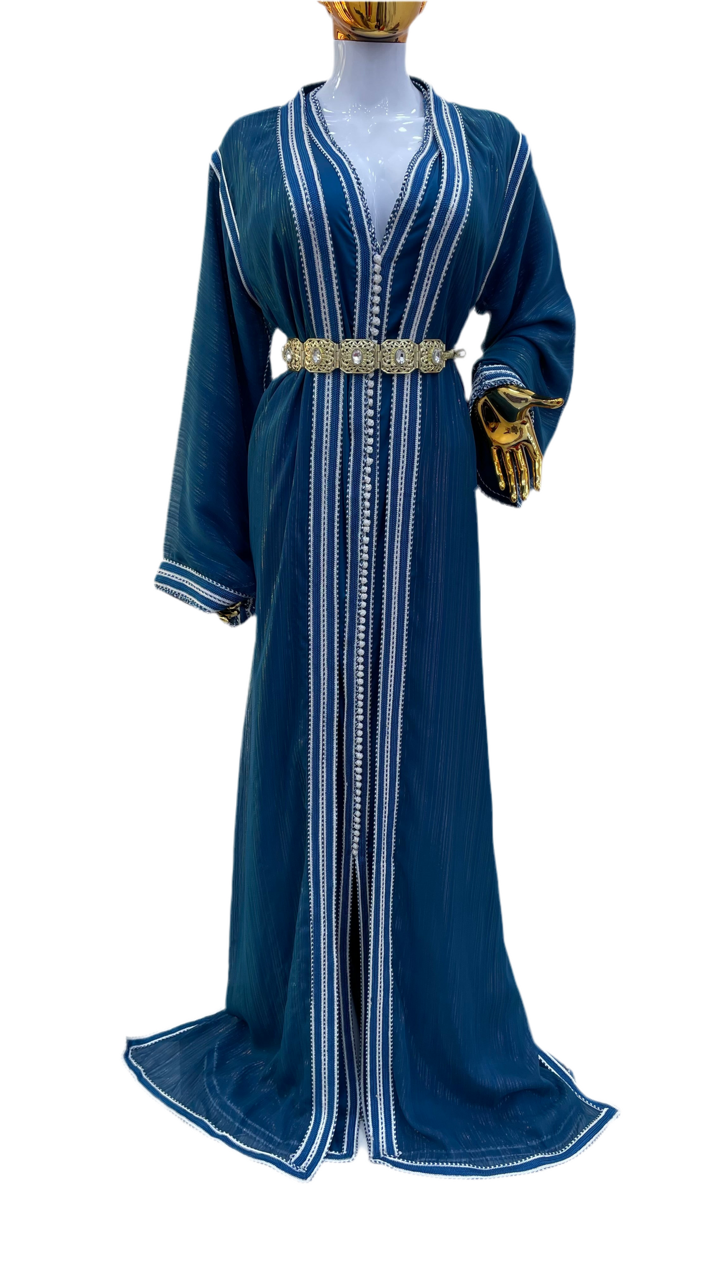 Caftan 2 pièces Fluide à Tissus Plissé - Effet Lamé