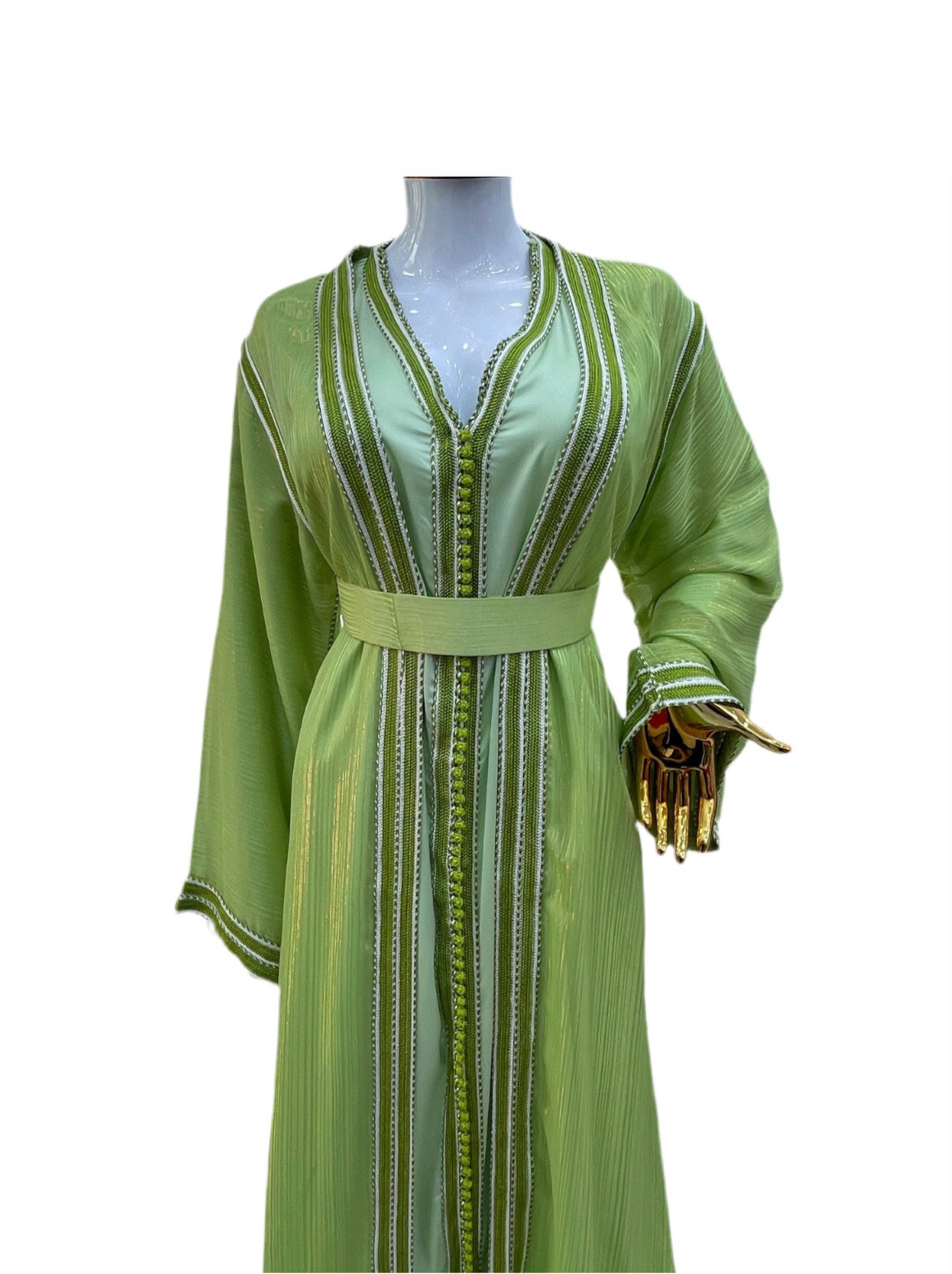 Caftan 2 pièces Fluide à Tissus Plissé - Effet Lamé Subtil