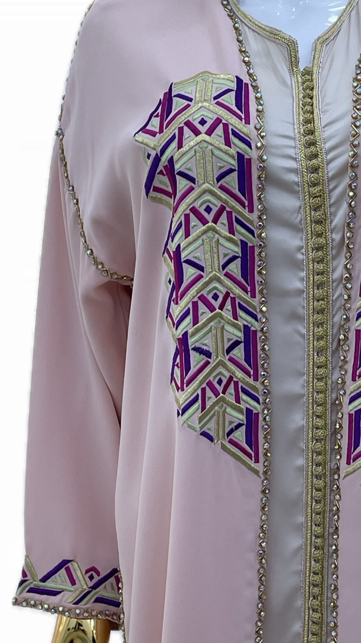 Kimono Brodé & Perlé Rose