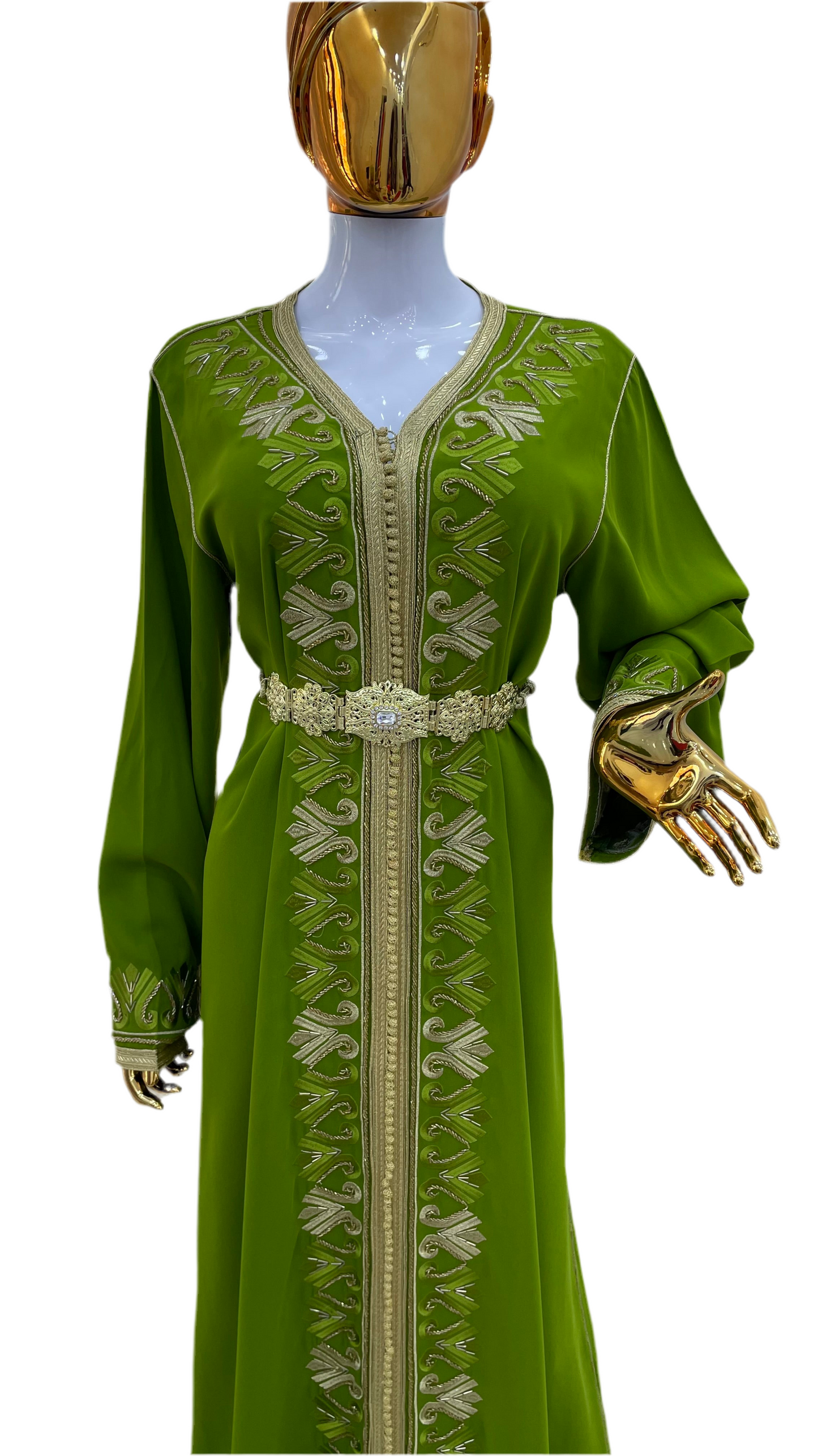 Caftan Vert & doré - Brodé et perlé