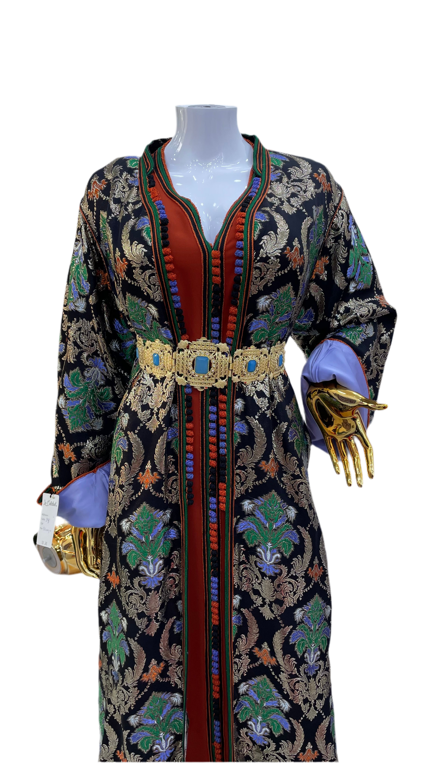 Silk Brocade 2 Pieces Caftan with Multicolor Pattern