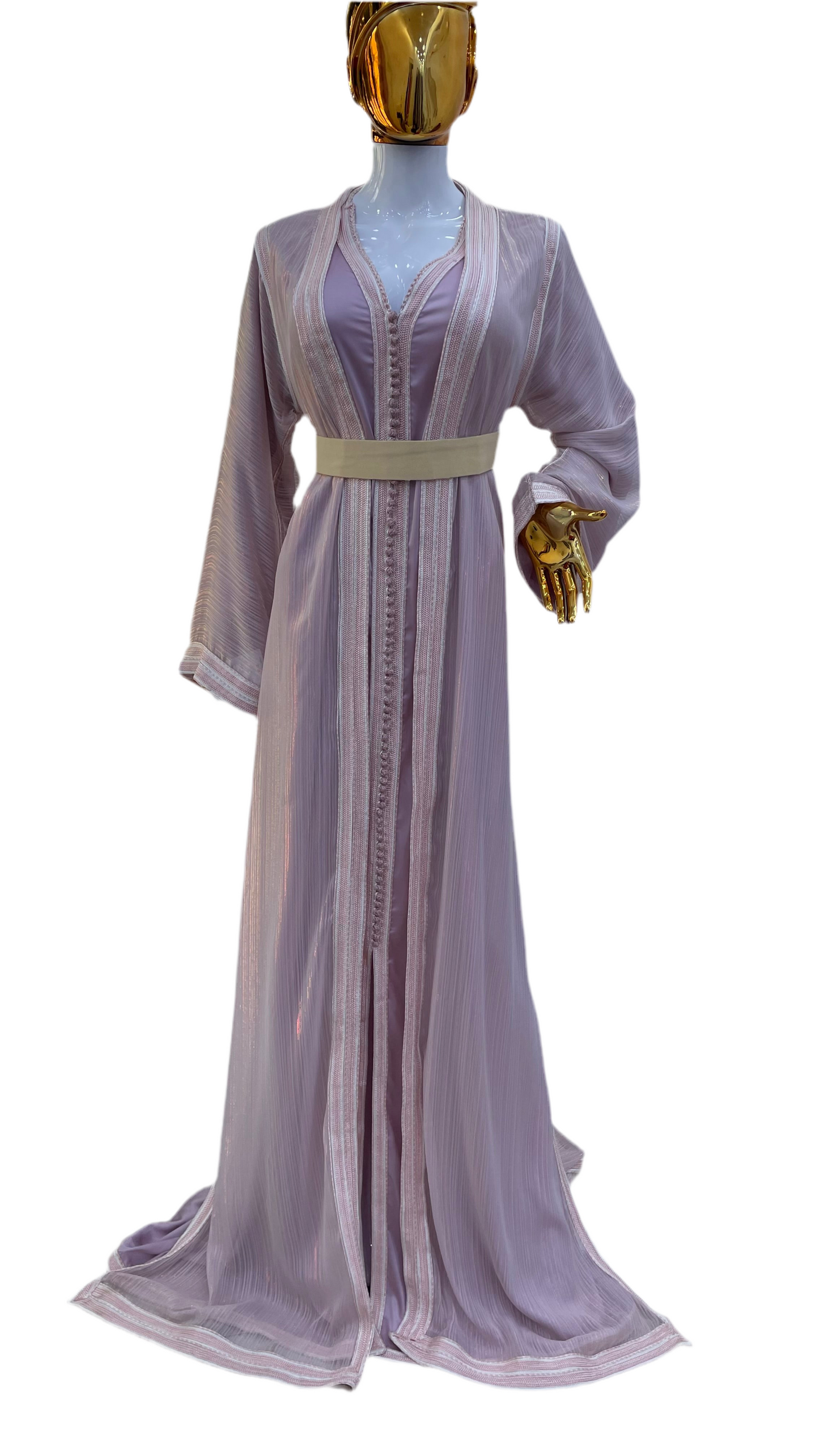 Caftan 2 pièces Fluide à Tissus Plissé - Effet Lamé Subtil
