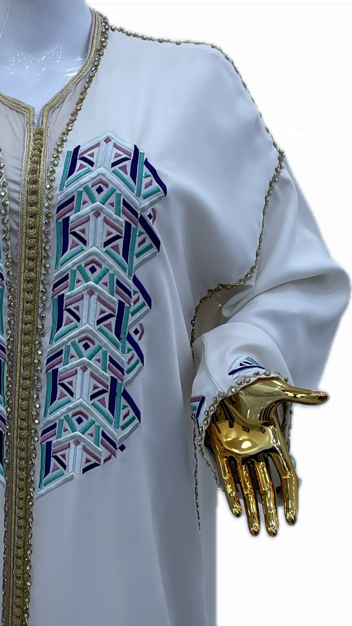 White Embroidered & Beaded Kimono