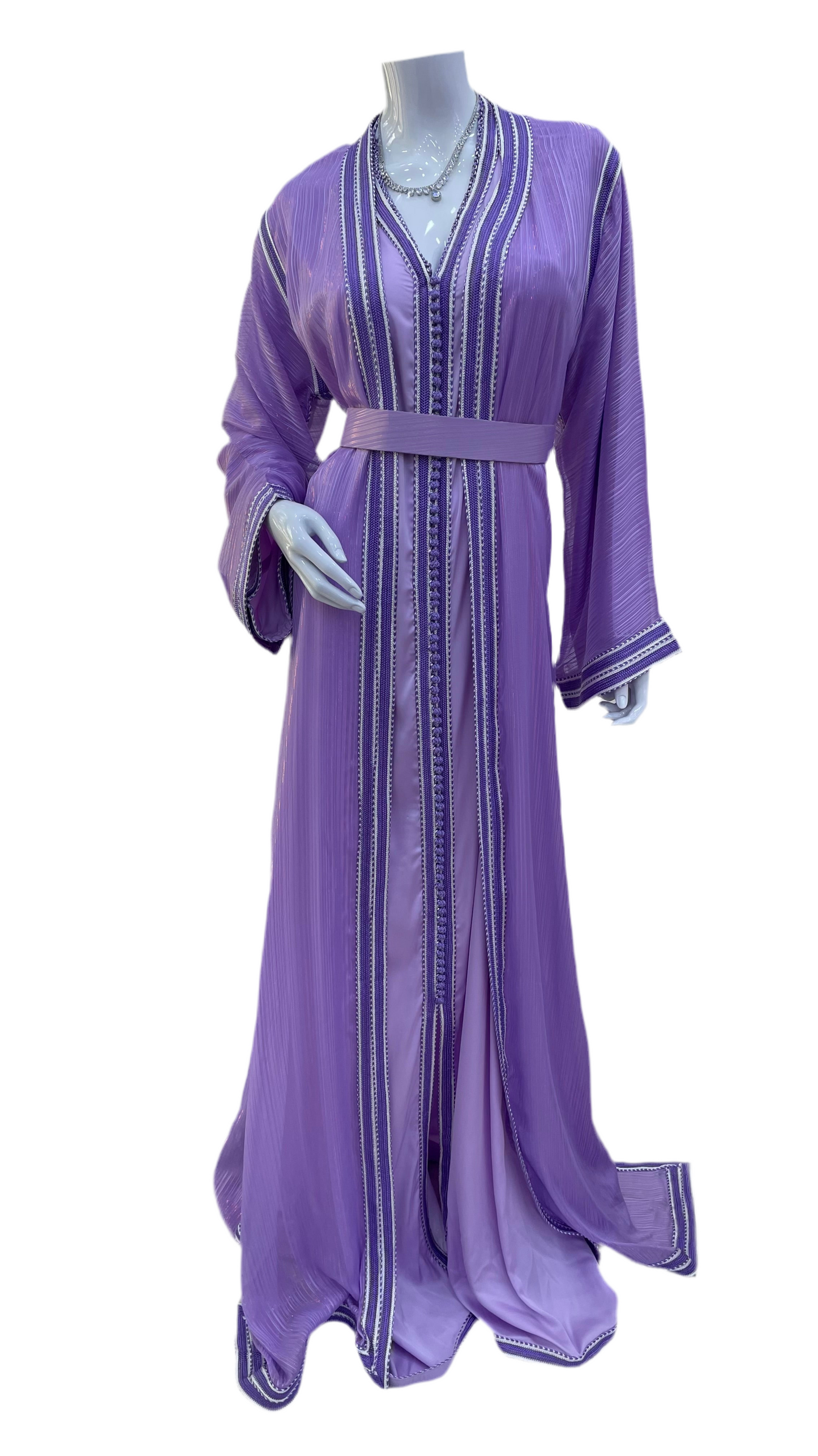 Caftan 2 pièces Fluide à Tissus Plissé - Effet Lamé Subtile