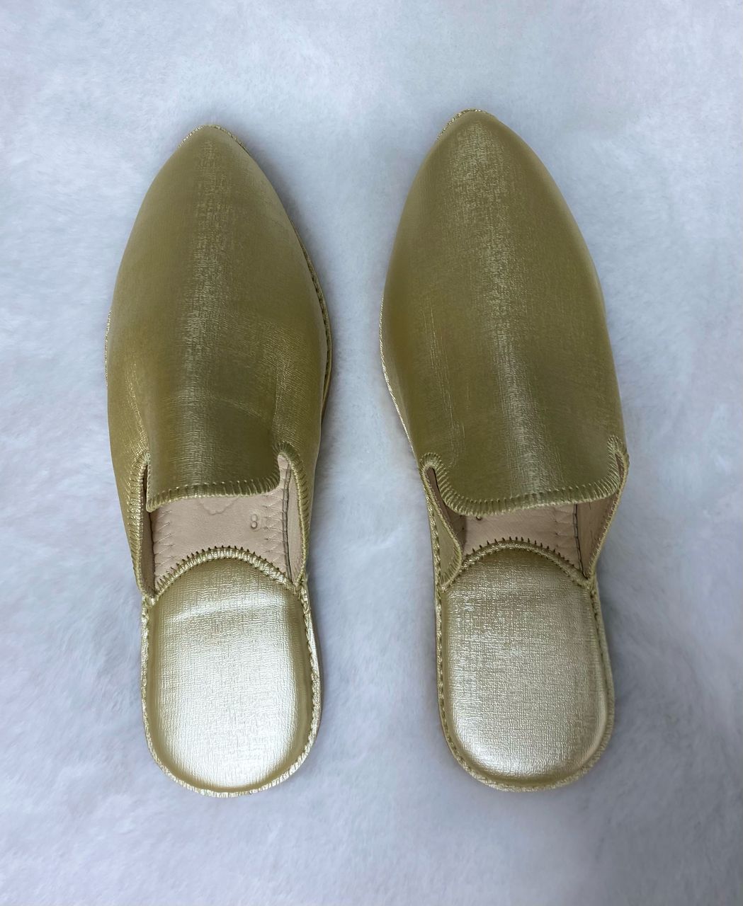 Babouche en Cuir Dorée