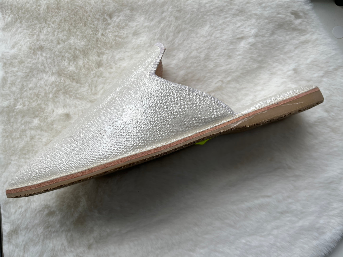 Babouche en Cuir Style Jean Blanc