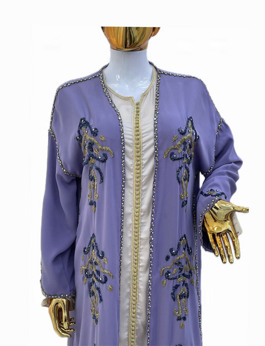 Lilas Purple Beaded Kimono (kimono perlé)