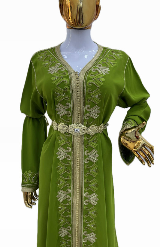 Caftan Vert & doré - Brodé et perlé