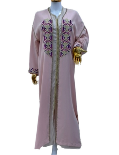 Kimono Brodé & Perlé Rose