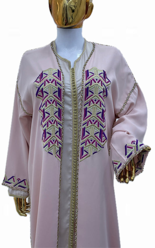 Pink Embroidered & Beaded Kimono
