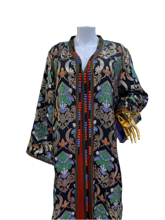 Silk Brocade 2 Pieces Caftan with Multicolor Pattern