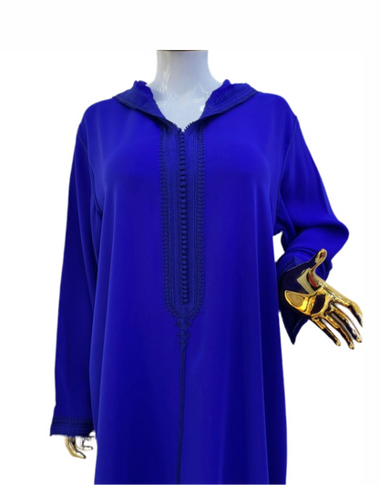 Jellaba Ton Sur Ton - Bleu Roi