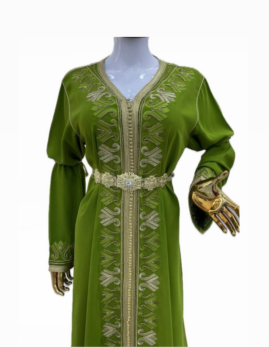 Caftan Vert & doré - Brodé et perlé