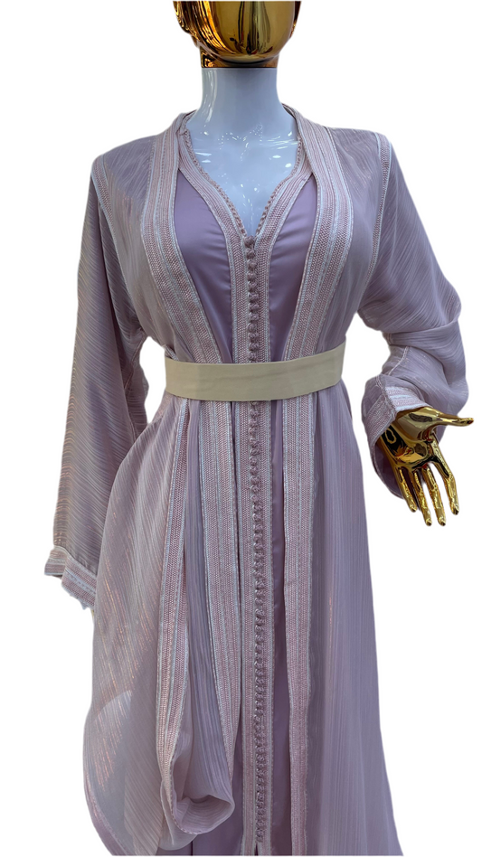 Caftan 2 pièces Fluide à Tissus Plissé - Effet Lamé Subtil