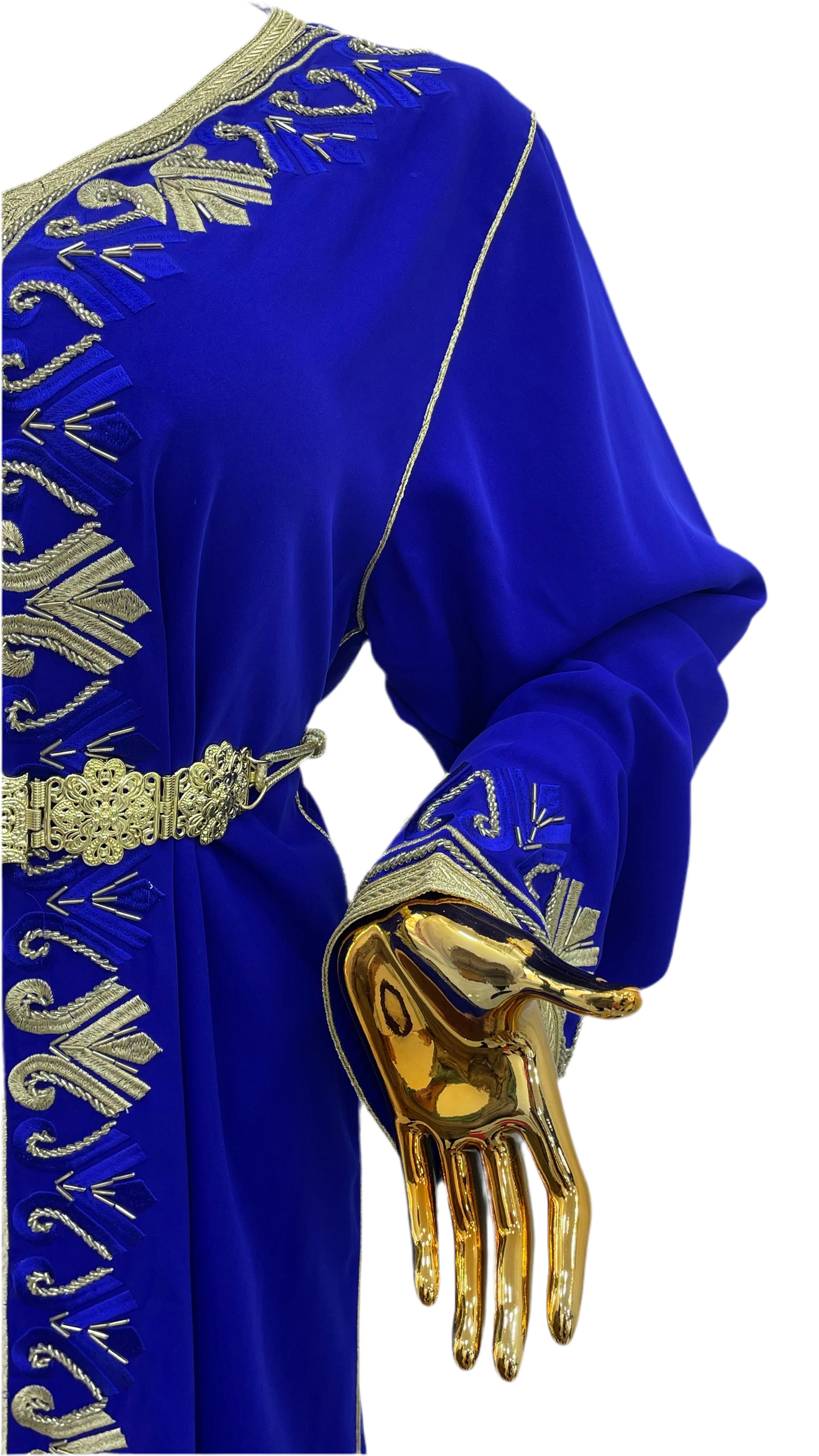 Caftan bleu Roi & Doré - brodé et perlé