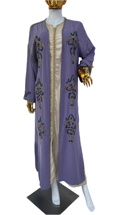 Lilas Purple Beaded Kimono (kimono perlé)