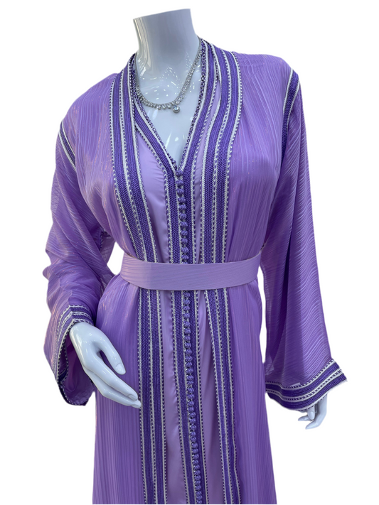 Caftan 2 pièces Fluide à Tissus Plissé - Effet Lamé Subtile
