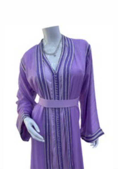 Caftan 2 pièces Fluide à Tissus Plissé - Effet Lamé Subtile