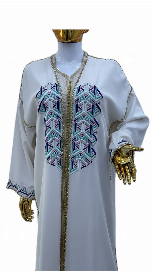 White Embroidered & Beaded Kimono