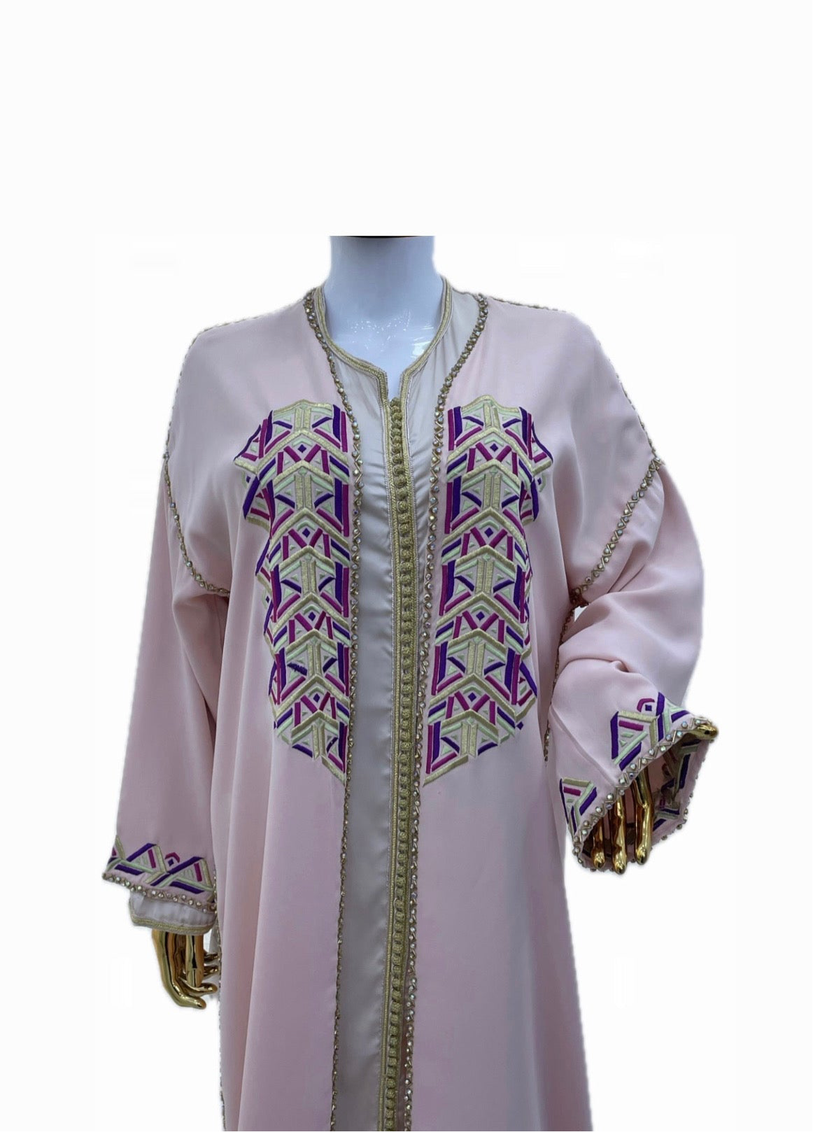 Kimono Brodé & Perlé Rose