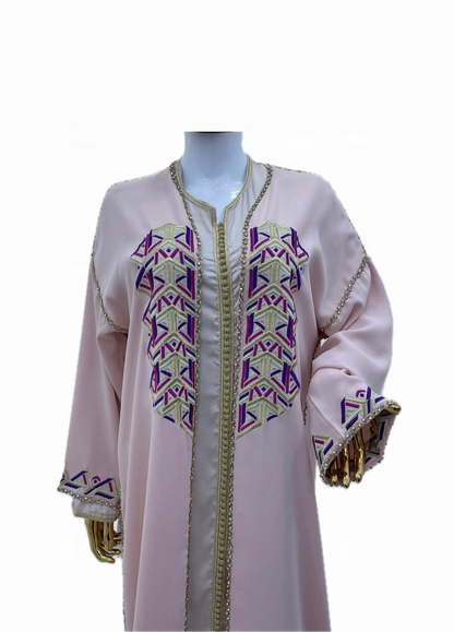 Kimono Brodé & Perlé Rose
