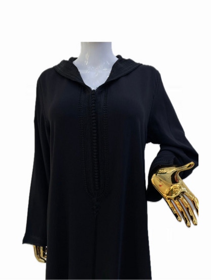 Jellaba Ton sur Ton - Noire