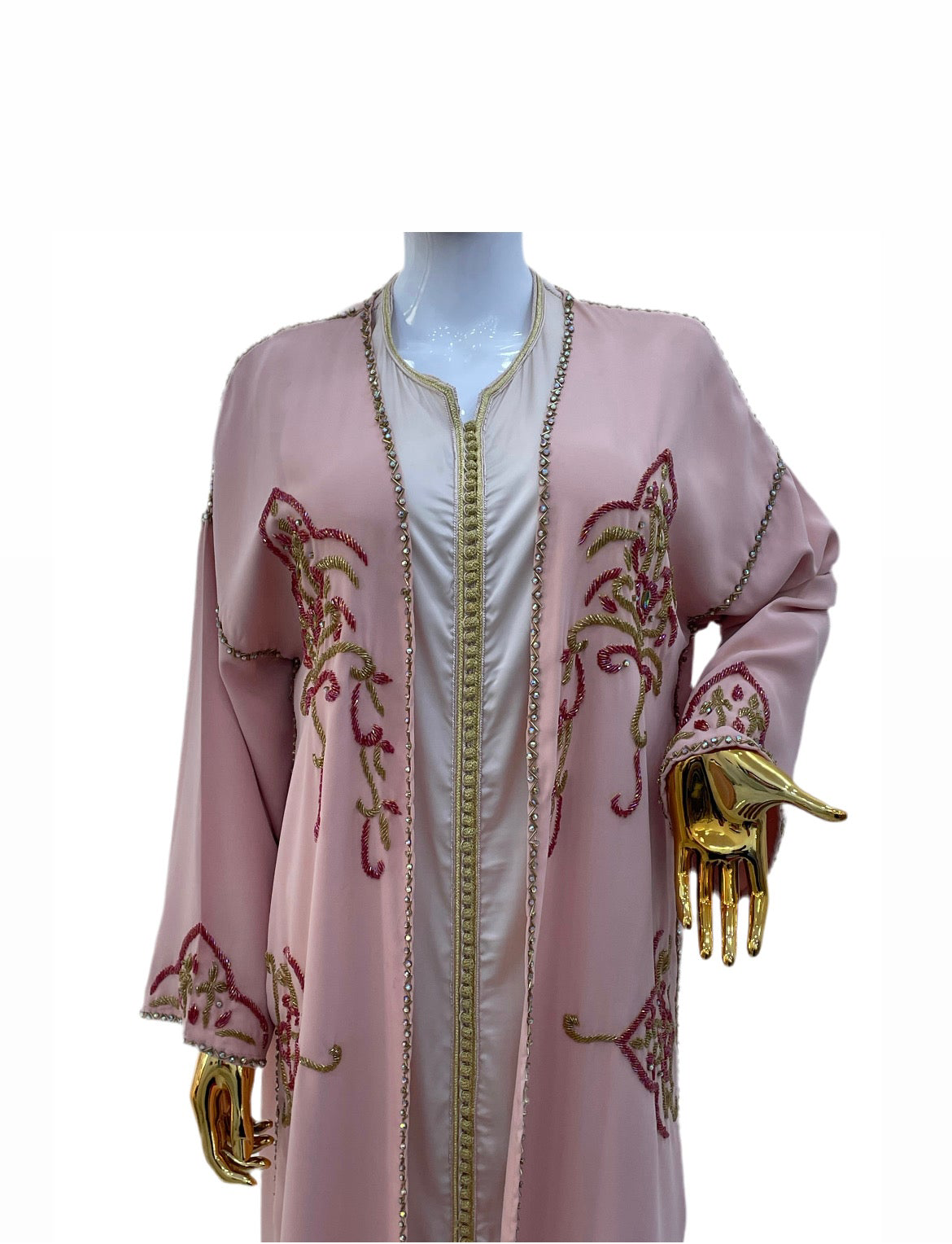 Kimono Perlé À La Main Rose