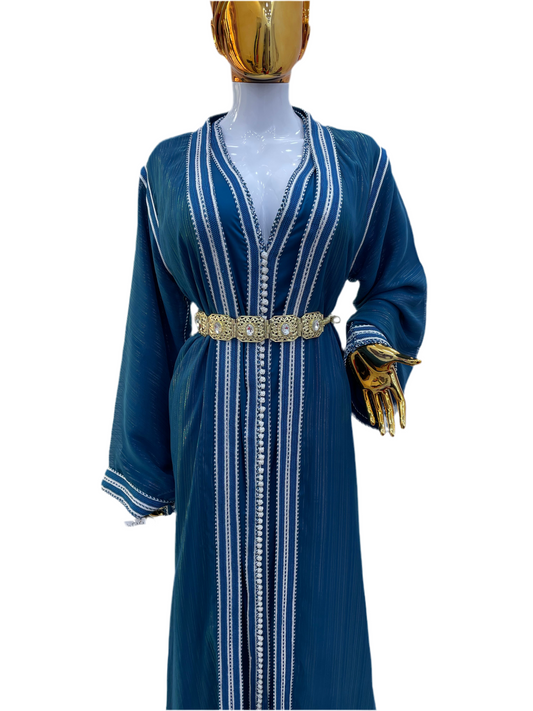 Caftan 2 pièces Fluide à Tissus Plissé - Effet Lamé