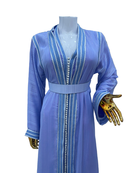 Caftan 2 pièces Fluide à Tissus Plissé - Effet Lamé Subtile