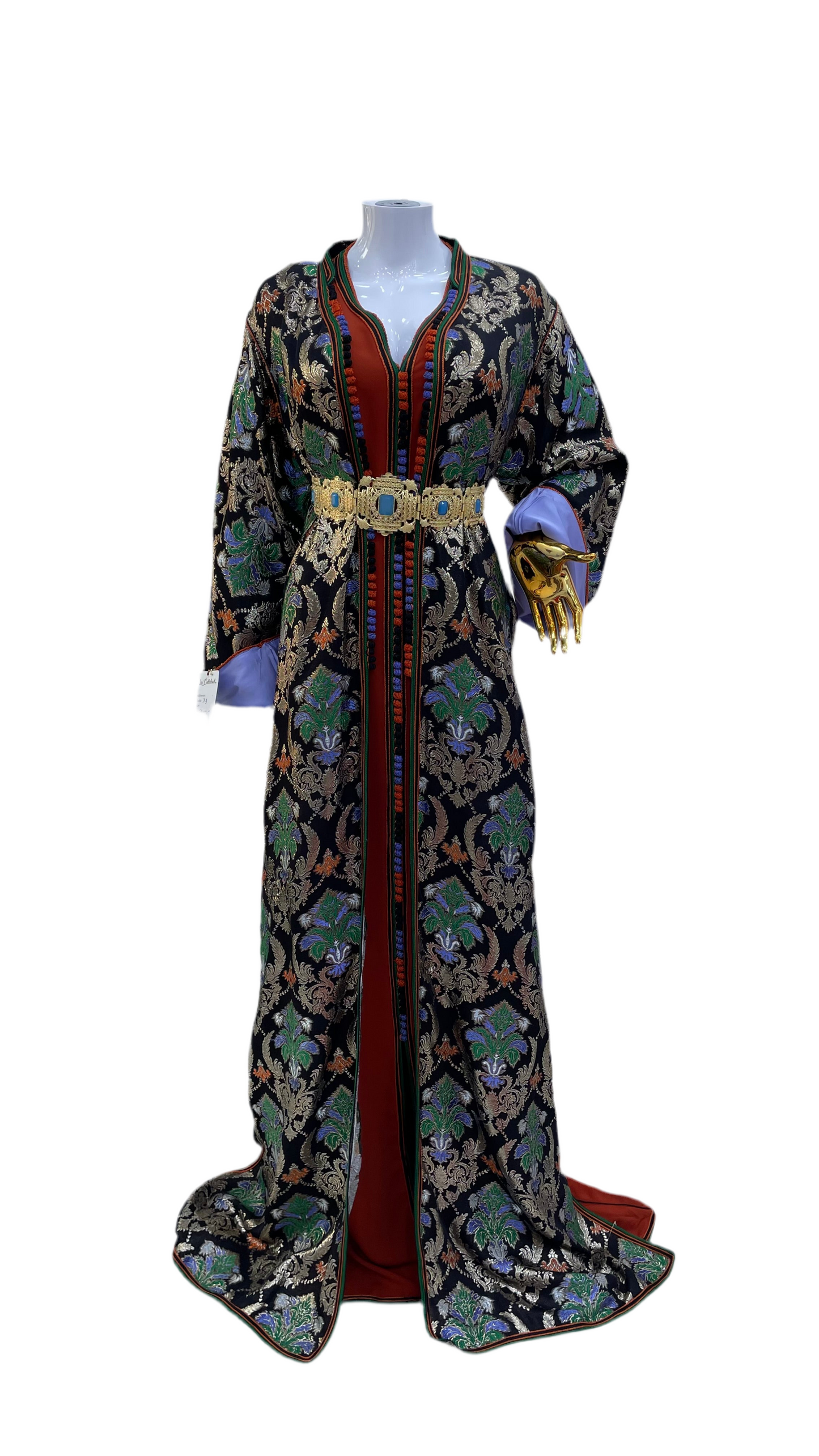 Silk Brocade 2 Pieces Caftan with Multicolor Pattern