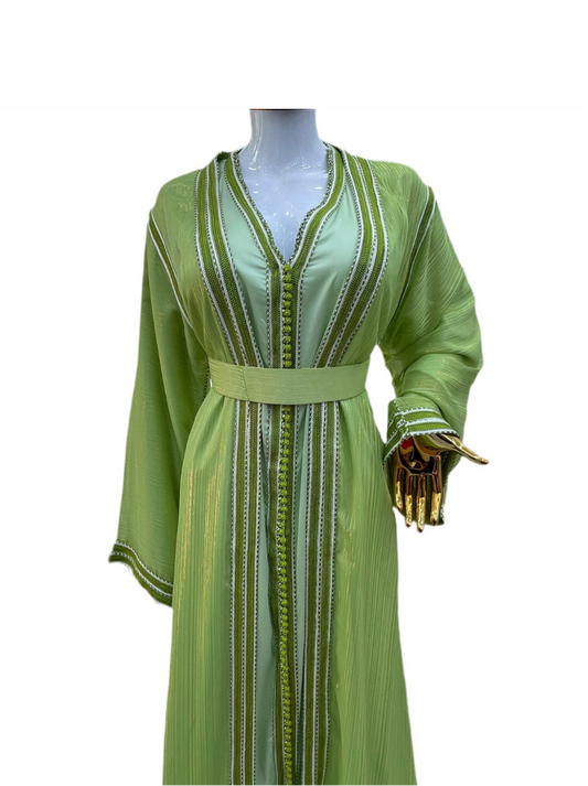 Caftan 2 pièces Fluide à Tissus Plissé - Effet Lamé Subtil