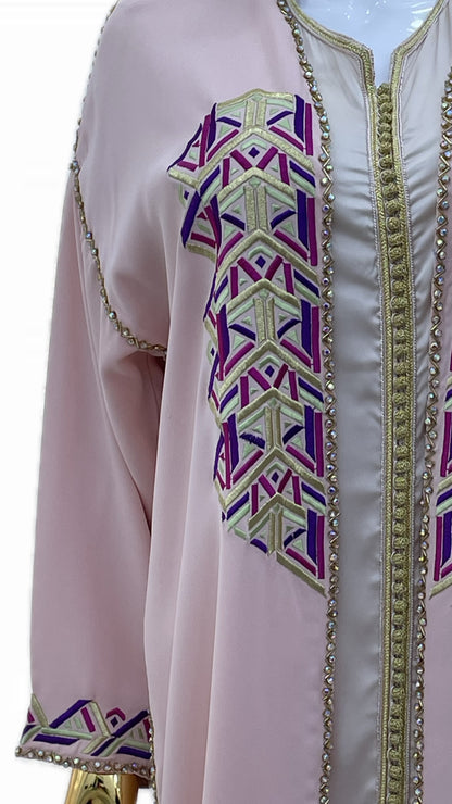 Pink Embroidered & Beaded Kimono