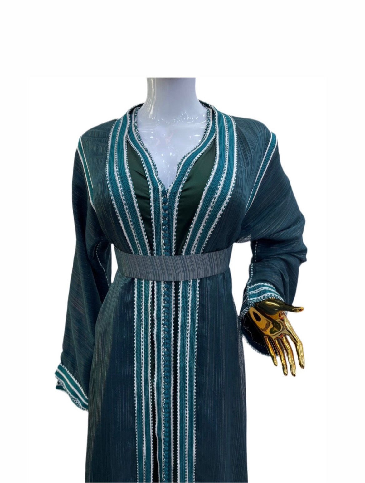 Caftan 2 pièces Fluide à Tissus Plissé - Effet Lamé Subtil