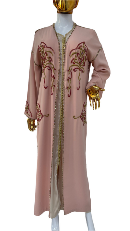 Kimono Perlé À La Main Rose