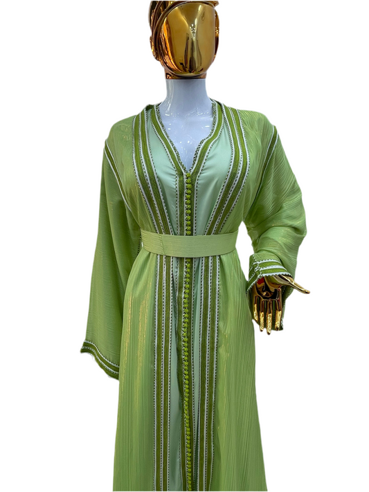 Caftan 2 pièces Fluide à Tissus Plissé - Effet Lamé Subtil