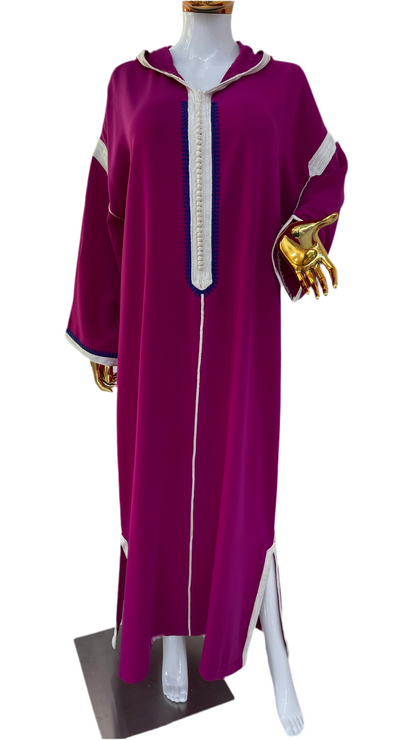 Jellaba Tricolore - Rose, bleu et blanc