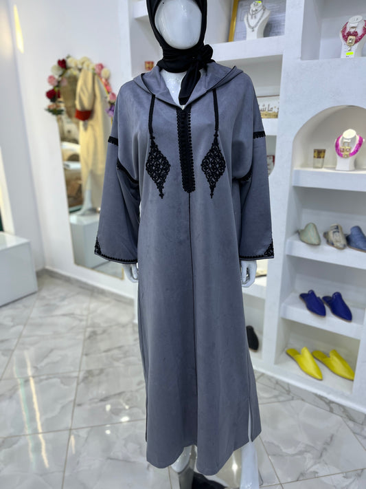 Jellaba hivernale | Gris & Noir