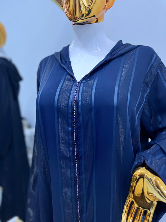 Jellaba en crêpe Jawhara | Bleu Nuit