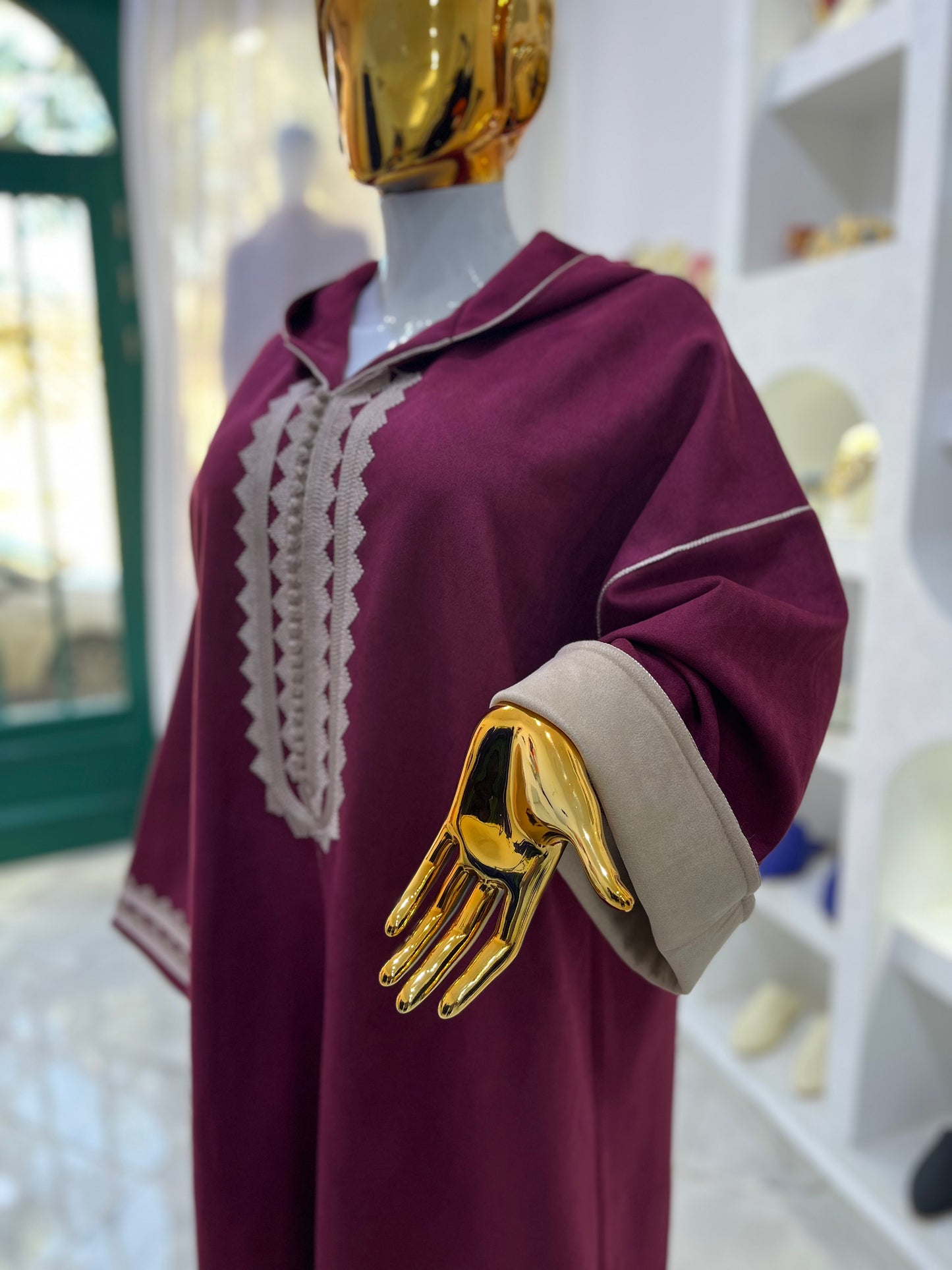 Jellaba hivernale | Bordeaux & Beige