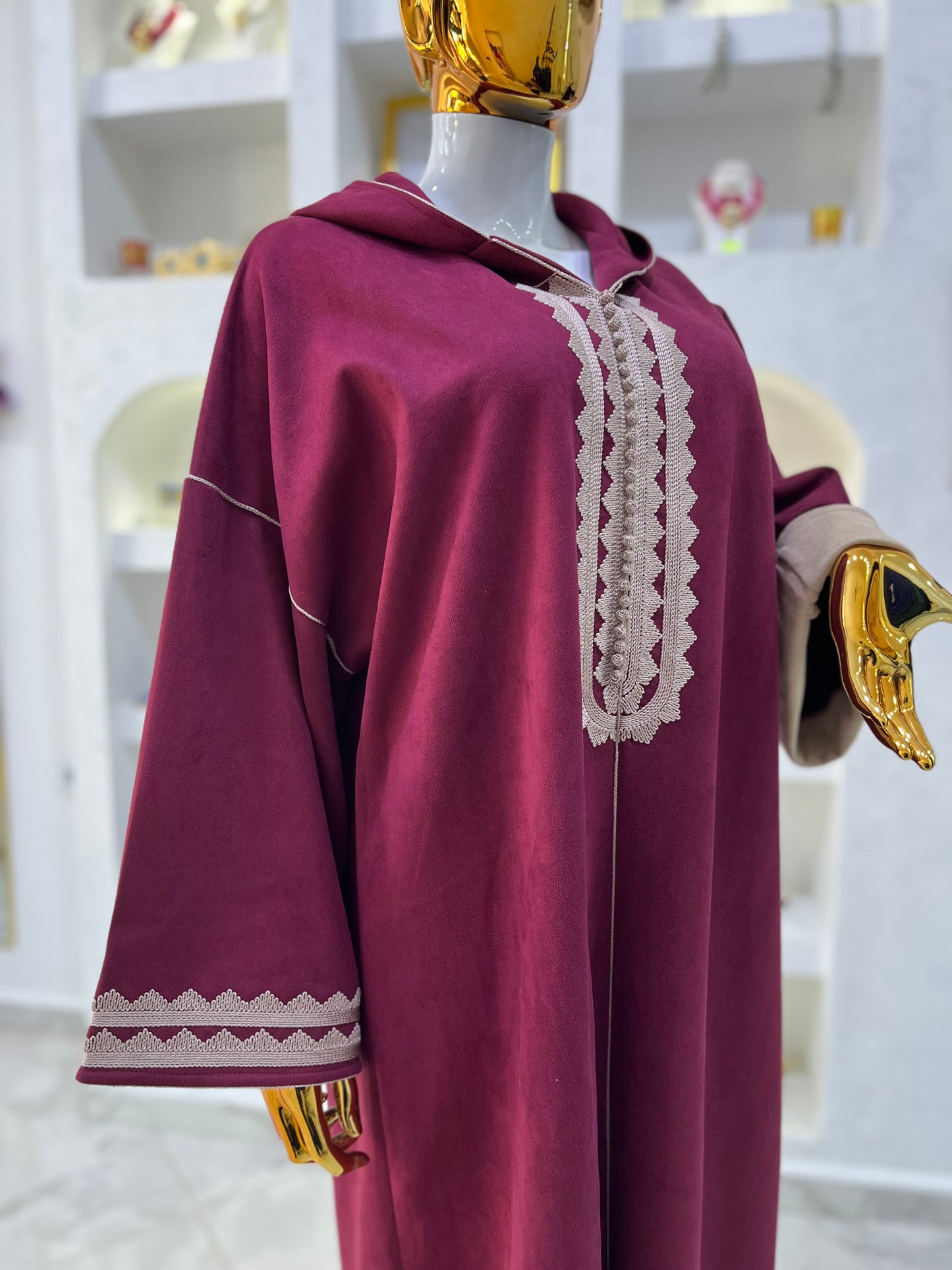 Jellaba hivernale | Bordeaux & Beige