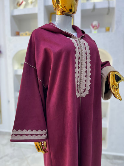 Jellaba hivernale | Bordeaux & Beige